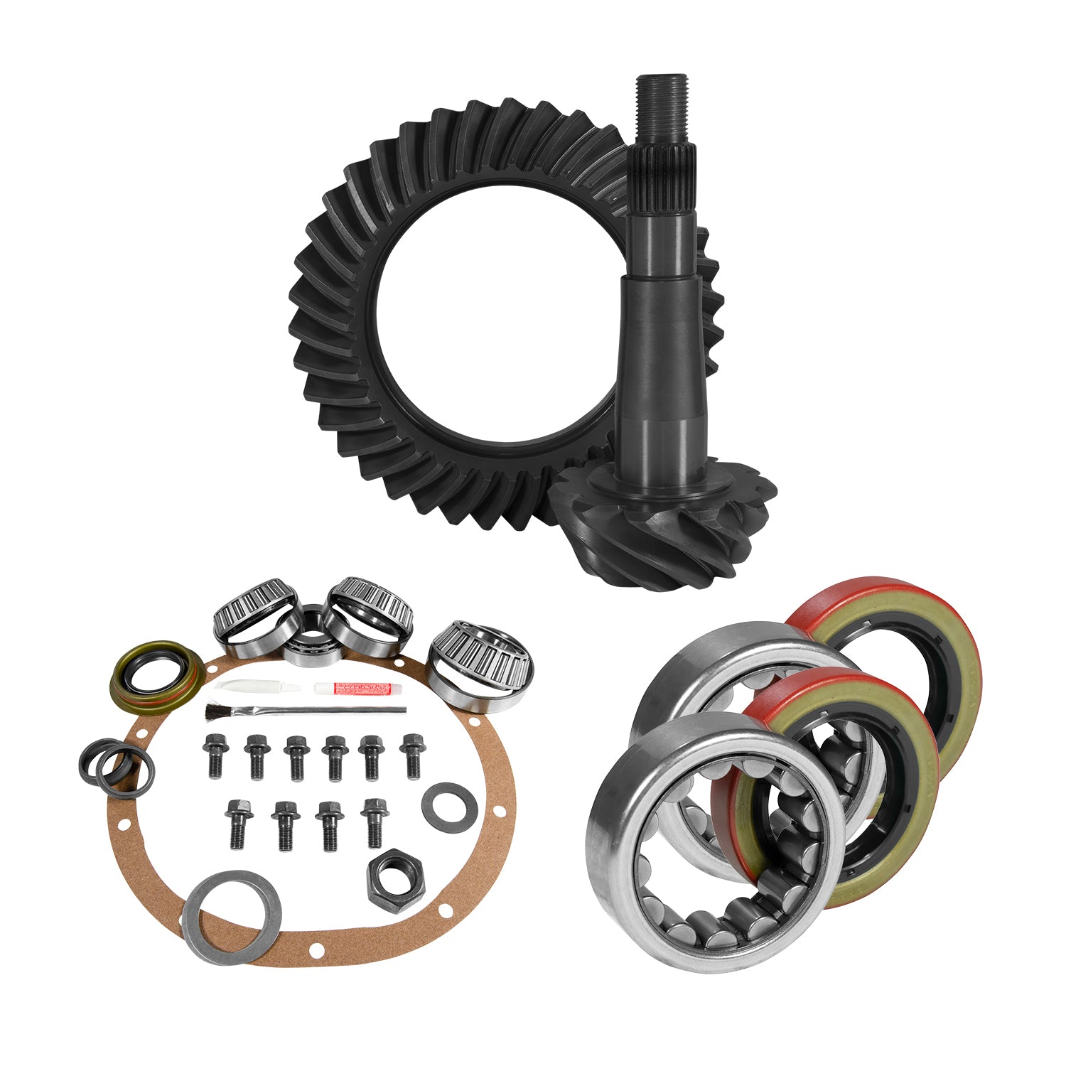 8.6 Inch GM 4.11 Rear Ring & Pinion, Install Kit, Axle Bearing & Seal 2009-2013 Cadillac Escalade USA Standard Gear main image 0