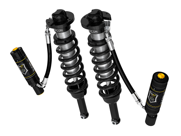 ICON 2005-2023 Toyota Tacoma, 0-3.5"/0-2.75" Lift, Front, V.S. 2.5 Series Coilover Kit, Extended Travel, Remote Reservoir w/ CDEV, 700 lbs/in Coils, Pair