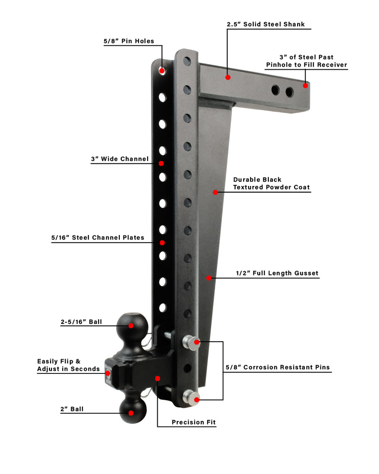 BulletProof 2.5" Heavy Duty 20" Drop/Rise Hitch