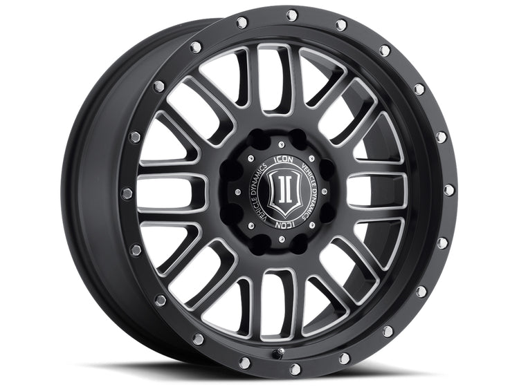 ICON Alloys Alpha, Satin Black, Milled Windows, 20 x 9 / 8x180, 12mm Offset, 5.5" Backspace