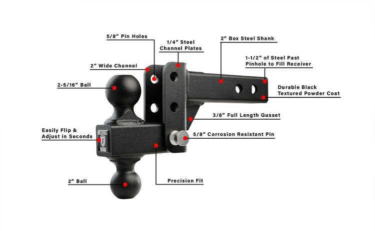 BulletProof 2.0" Light Duty 2" Drop/Rise Hitch
