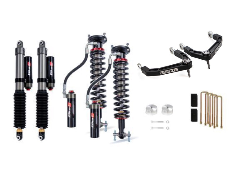 Cognito 3-Inch Elite Billet UCA Leveling Lift Kit With Elka 2.5 Shocks For 19-24 Silverado/ Sierra 1500 2WD/4WD