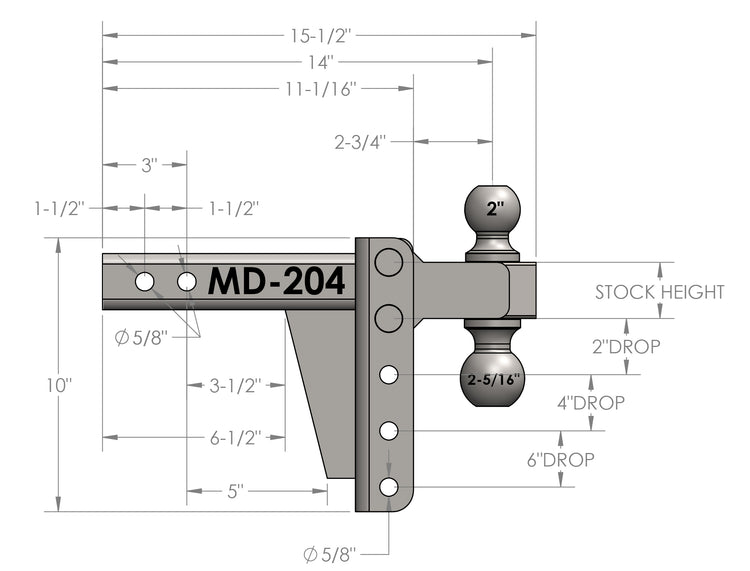 BulletProof 2.0" Medium Duty 4" Drop/Rise Hitch