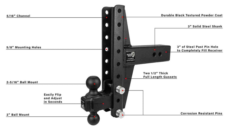 Bulletproof 3.0" Heavy Duty 4" & 6" Offset Hitch