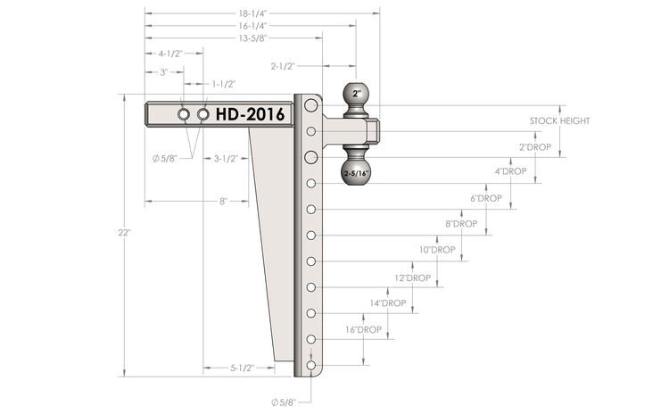 BulletProof 2.0" Heavy Duty 16" Drop/Rise Hitch