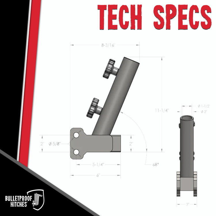 BulletProof Hitches - Trailer Hitch Flag Pole Holder - Flag Holder for Truck, RV, & SUV - Solid Steel, Corrosion Resistant, Black Powder Coat
