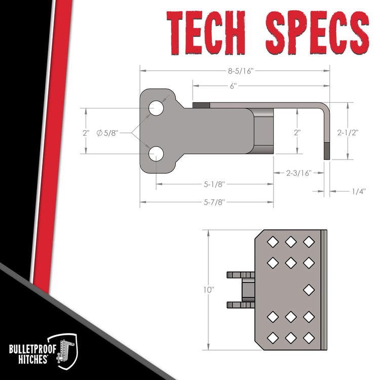 BulletProof Hitches - Hitch Step Attachment Rated to 1,000 lbs - SUV, RV, & Truck Hitch Step - Steel, Black Powder Coat, Corrosion-Resistant - for Retrieving Items from Bed, Rack, Toolbox