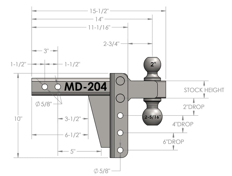 Bulletproof 2.0" Medium Duty 4" Drop/Rise Hitch