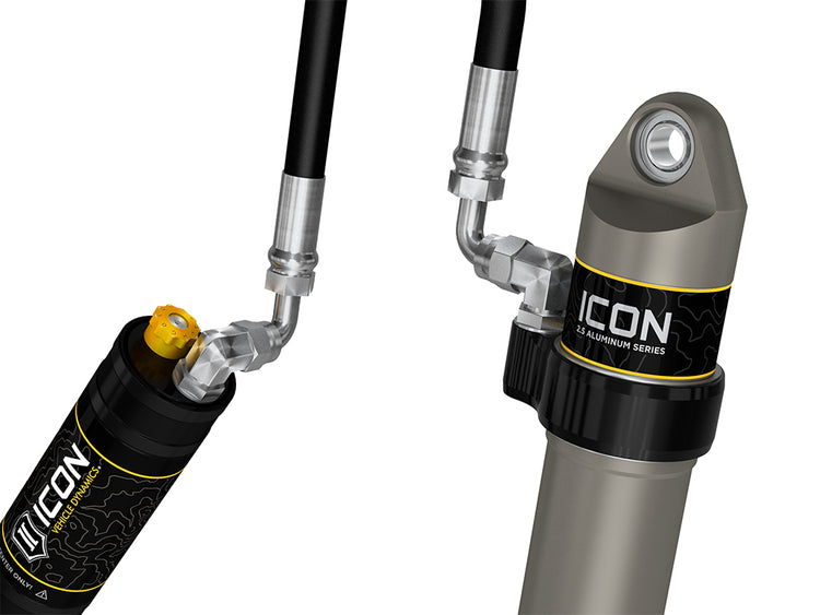 ICON 2005-2023 Toyota Tacoma/2003-2024 4Runner/2007-2014 FJ Cruiser/2003-2009 Lexus GX470, Front, V.S. 2.5 Aluminum Series Shock Absorbers, S2 Secondary Shocks, Remote Reservoir w/ CDCV, Pair