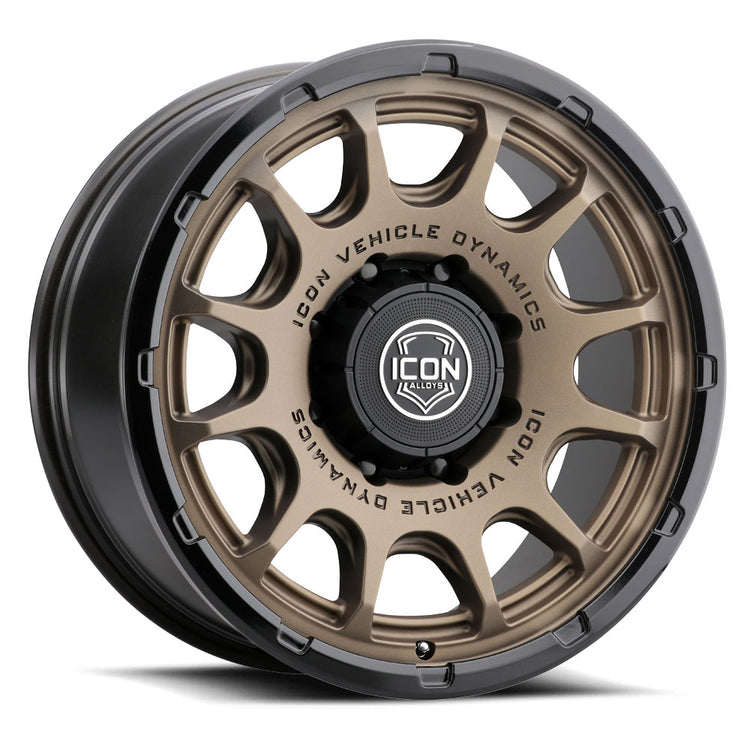 ICON Alloys Rancho, Satin Bronze w/ Gloss Black Lip, 20 x 9 / 8 x 170, 6mm Offset, 5.25" Backspace