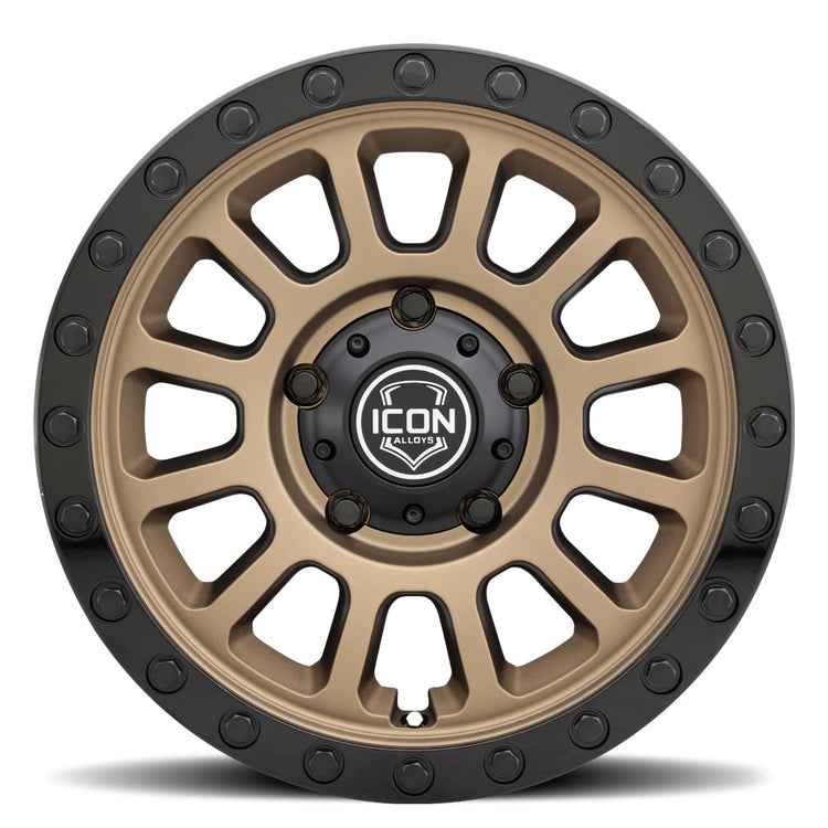 ICON Alloys Hulse, Satin Bronze w/ Gloss Black Lip & Bolts, 17 x 8.5 / 5 x 150, 25mm Offset, 5.75" Backspace