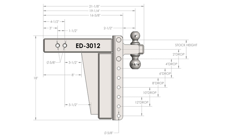 BulletProof 3.0" Extreme Duty 12" Drop/Rise Hitch