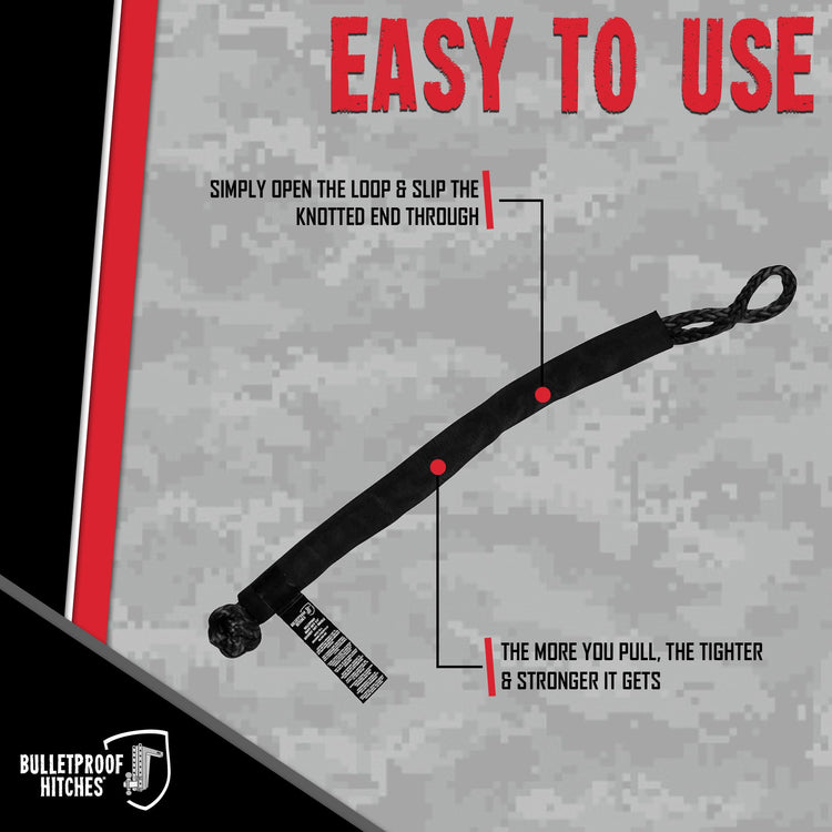 BulletProof Hitches - 3/4" x 36" Soft Shackle Recovery - 100,000 lbs Breaking Strength - Tow Shackle for Recovery of UTVs, ATVs, SUVs, Trucks, Offroad, 4x4s, and More