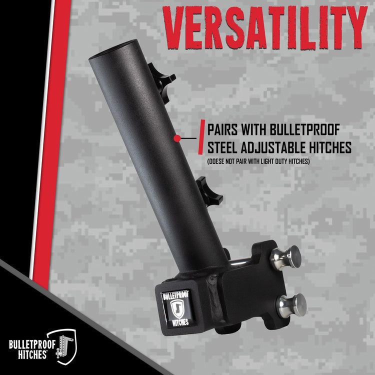 BulletProof Hitches - Trailer Hitch Flag Pole Holder - Flag Holder for Truck, RV, & SUV - Solid Steel, Corrosion Resistant, Black Powder Coat