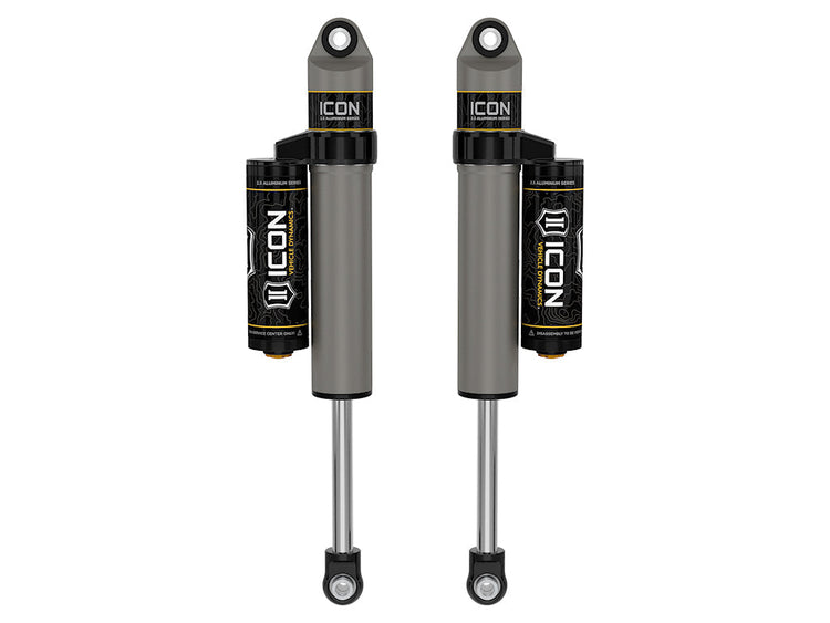 ICON 2001-2026 GM 2500/3500 HD, 0-1" Lift/2007-2018 GM 1500, 4" Lift, Rear, V.S. 2.5 Aluminum Series Shock Absorbers, Piggyback Reservoir, Pair