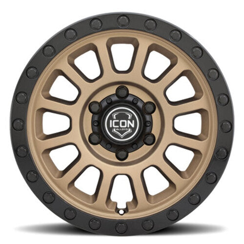 ICON Alloys Hulse, Satin Bronze w/ Gloss Black Lip & Bolts, 17 x 8.5 / 6 x 5.5, 25mm Offset, 5.75" Backspace