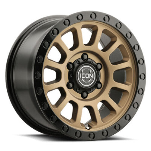 ICON Alloys Hulse, Satin Bronze w/ Gloss Black Lip & Bolts, 17 x 8.5 / 6 x 5.5, 25mm Offset, 5.75" Backspace