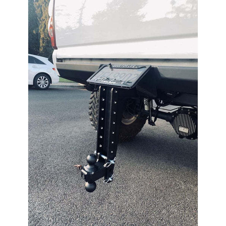 BulletProof Hitches 2.0" Adjustable Heavy Duty (22,000lb Rating) 14" Drop/Rise Trailer Hitch with 2" and 2 5/16" Dual Ball (Black Textured Powder Coat, Solid Steel)