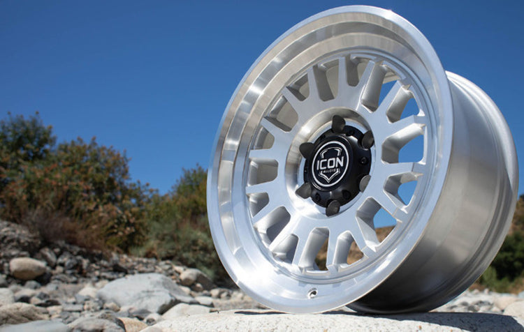 ICON Alloys Anza, Silver Machined, 17 x 8.5 / 6 x 5.5, 25mm Offset, 5.75" BS