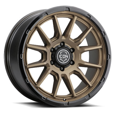 ICON Alloys Cajon, Satin Bronze w/ Gloss Black Lip, 20 x 9 / 5 x 150, 16mm Offset, 5.625" BS