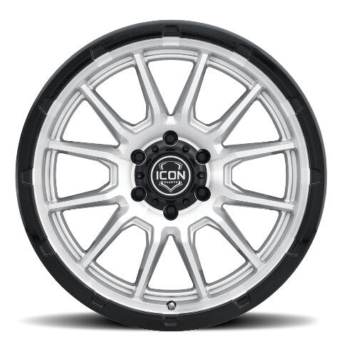 ICON Alloys Cajon, Silver Machined w/ Gloss Black Lip, 20 x 9 / 5 x 150, 16mm Offset, 5.625" BS