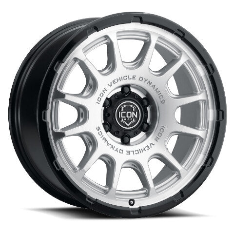 ICON Alloys Rancho, Silver Machined w/ Gloss Black Lip, 20 x 9 / 5 x 150, 16mm Offset, 5.625" BS