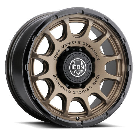 ICON Alloys Rancho, Satin Bronze w/ Gloss Black Lip, 20 x 9 / 8 x 170, 6mm Offset, 5.25" BS