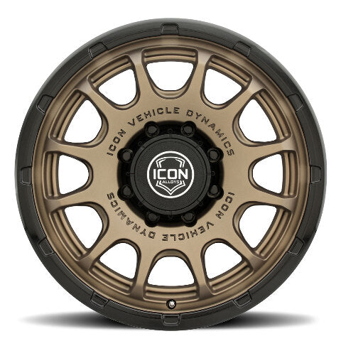 ICON Alloys Rancho, Satin Bronze w/ Gloss Black Lip, 20 x 9 / 8 x 170, 6mm Offset, 5.25" BS