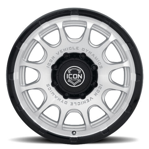 ICON Alloys Rancho, Silver Machined w/ Gloss Black Lip, 20 x 9 / 8 x 180, 12mm Offset, 5.5" BS