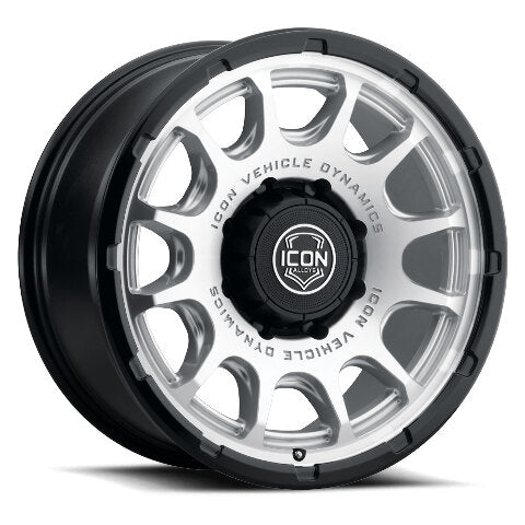ICON Alloys Rancho, Silver Machined w/ Gloss Black Lip, 20 x 9 / 8 x 180, 12mm Offset, 5.5" BS