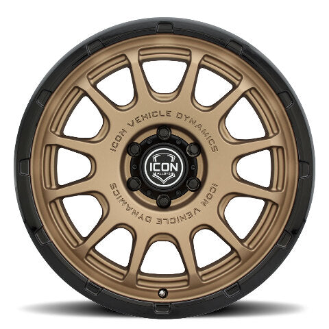 ICON Alloys Rancho, Satin Bronze w/ Gloss Black Lip, 20 x 9 / 6 x 5.5, 16mm Offset, 5.625" BS