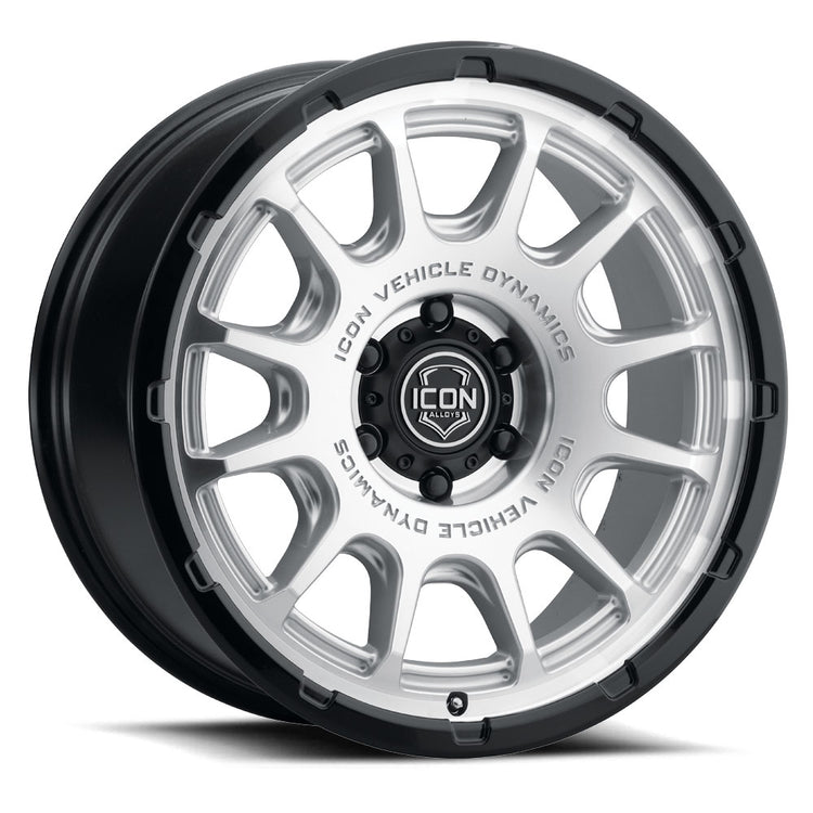 ICON Alloys Rancho, Silver Machined w/ Gloss Black Lip, 20 x 9 / 6 x 135, 16mm Offset, 5.625" BS
