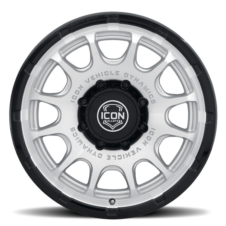 ICON Alloys Rancho, Silver Machined w/ Gloss Black Lip, 20 x 9 / 8 x 170, 6mm Offset, 5.25" Backspace