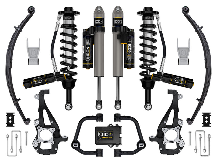 ICON 2021-2025 Ford F-150 4WD, 3.5-4.5" Lift, Stage 5 Suspension System, Tubular, w/ Leaf Packs