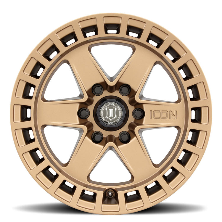ICON Alloys Raider, Satin Brass, 17 x 8.5 / 6 x 120, 0mm Offset, 4.75" BS