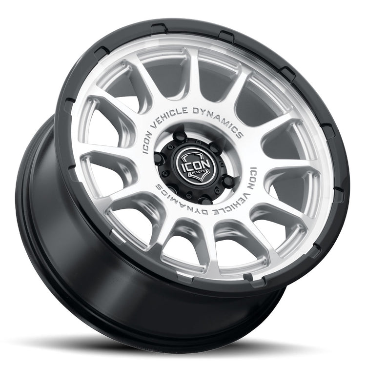 ICON Alloys Rancho, Silver Machined w/ Gloss Black Lip, 20 x 9 / 6 x 135, 16mm Offset, 5.625" BS