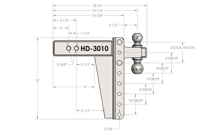 BulletProof 3.0" Heavy Duty 10" Drop/Rise Hitch