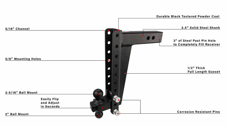 BulletProof 2.5" Heavy Duty 14" Drop/Rise Hitch