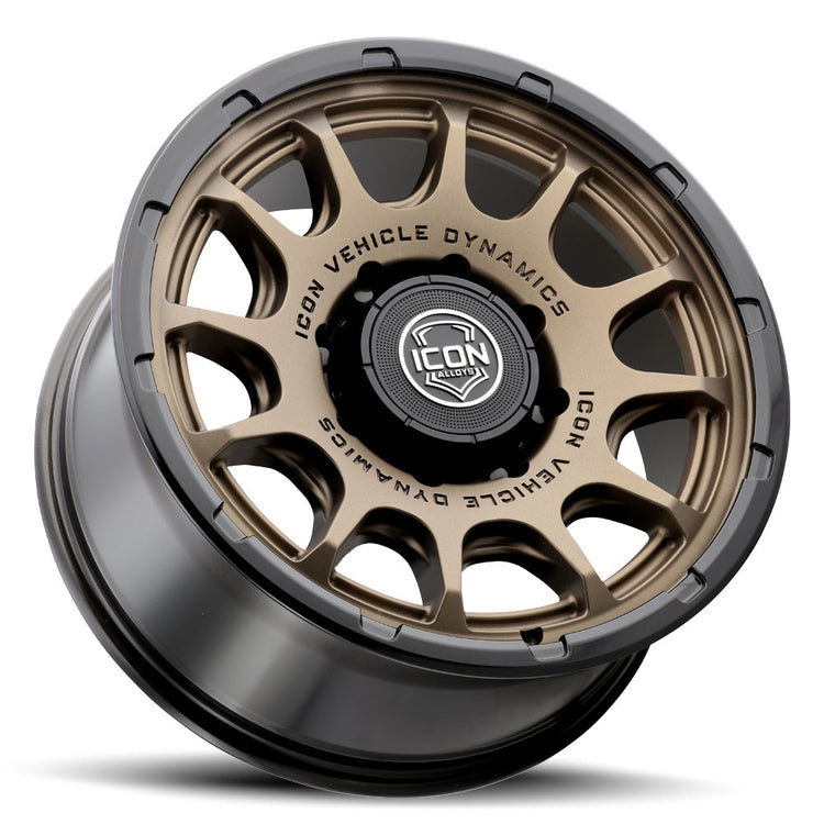 ICON Alloys Rancho, Satin Bronze w/ Gloss Black Lip, 20 x 9 / 8 x 6.5, 12mm Offset, 5.5" BS