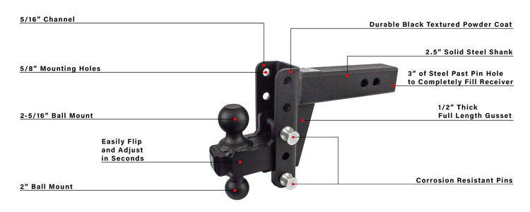BulletProof 2.5" Heavy Duty 4" Drop/Rise Hitch