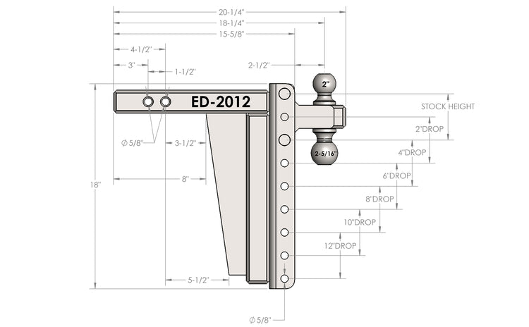 BulletProof 2.0" Extreme Duty 12" Drop/Rise Hitch
