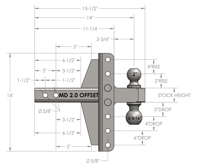 BulletProof 2.0" Medium Duty 4" & 6" Offset Hitch