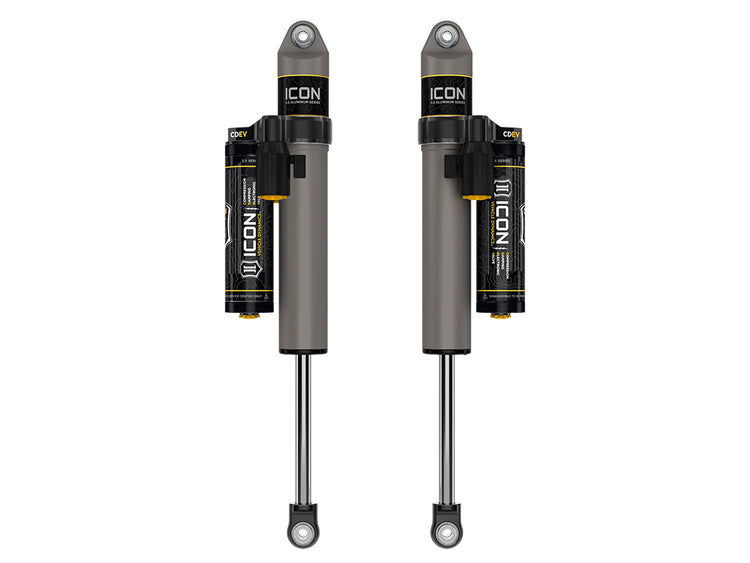 ICON 2017-2025 Ford F-250/F-350 Super Duty 4WD, 0-3” Lift, Rear, V.S 2.5 Aluminum Series Shocks, Piggyback Reservoir w/ CDEV, Pair