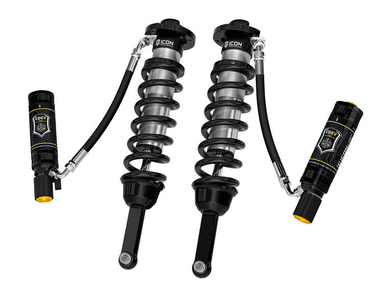 ICON 2005-2023 Toyota Tacoma, 0-3.5"/0-2.75" Lift, Front, V.S. 2.5 Series Coilover Kit, Extended Travel, Remote Reservoir w/ CDEV, 700 lbs/in Coils, Pair