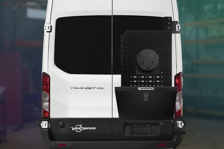 OUTBACK WITH GRID, SPARE TIRE MOUNT AND LITTLE BOX, PASSENGER SIDE for FORD TRANSIT by VAN COMPASS
