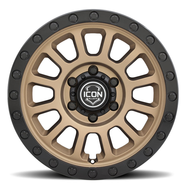 ICON Alloys Hulse, Satin Bronze w/ Gloss Black Lip & Bolts, 17 x 8.5 / 6 x 5.5, 25mm Offset, 5.75" Backspace