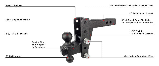 BulletProof 2.0" Extreme Duty 4" Drop/Rise Hitch