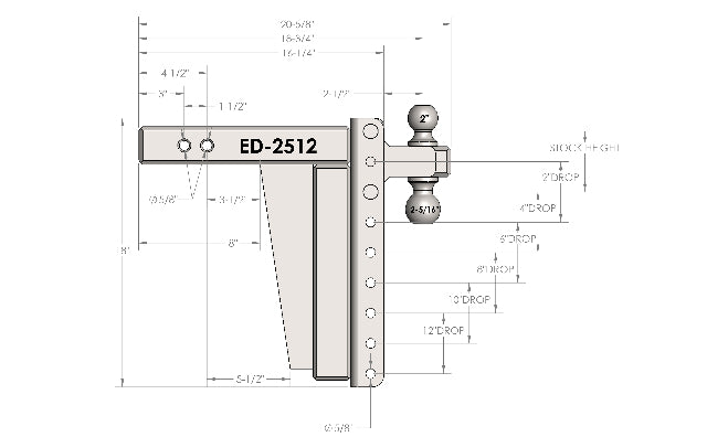 BulletProof 2.5" Extreme Duty 12" Drop/Rise Hitch