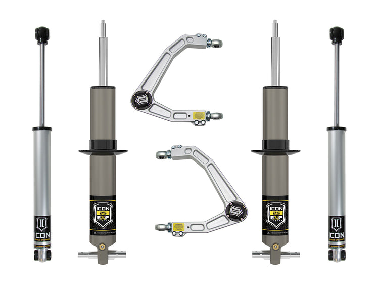 ICON 2019-2026 Chevrolet Silverado 1500/GMC Sierra 1500, 2.375-3.75" Lift, Stage 2 EXP Suspension System, Billet