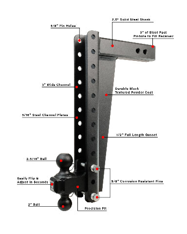 BulletProof 2.5" Heavy Duty 18" Drop/Rise Hitch